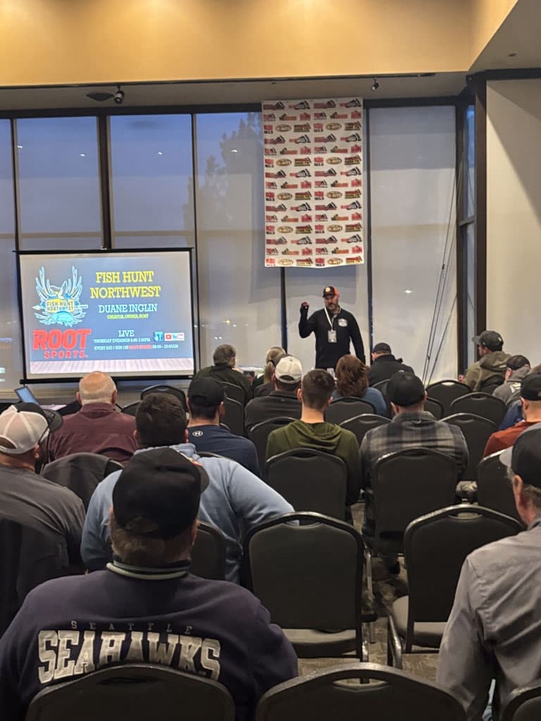 Pro angler giving a seminar at Steelhead Expo